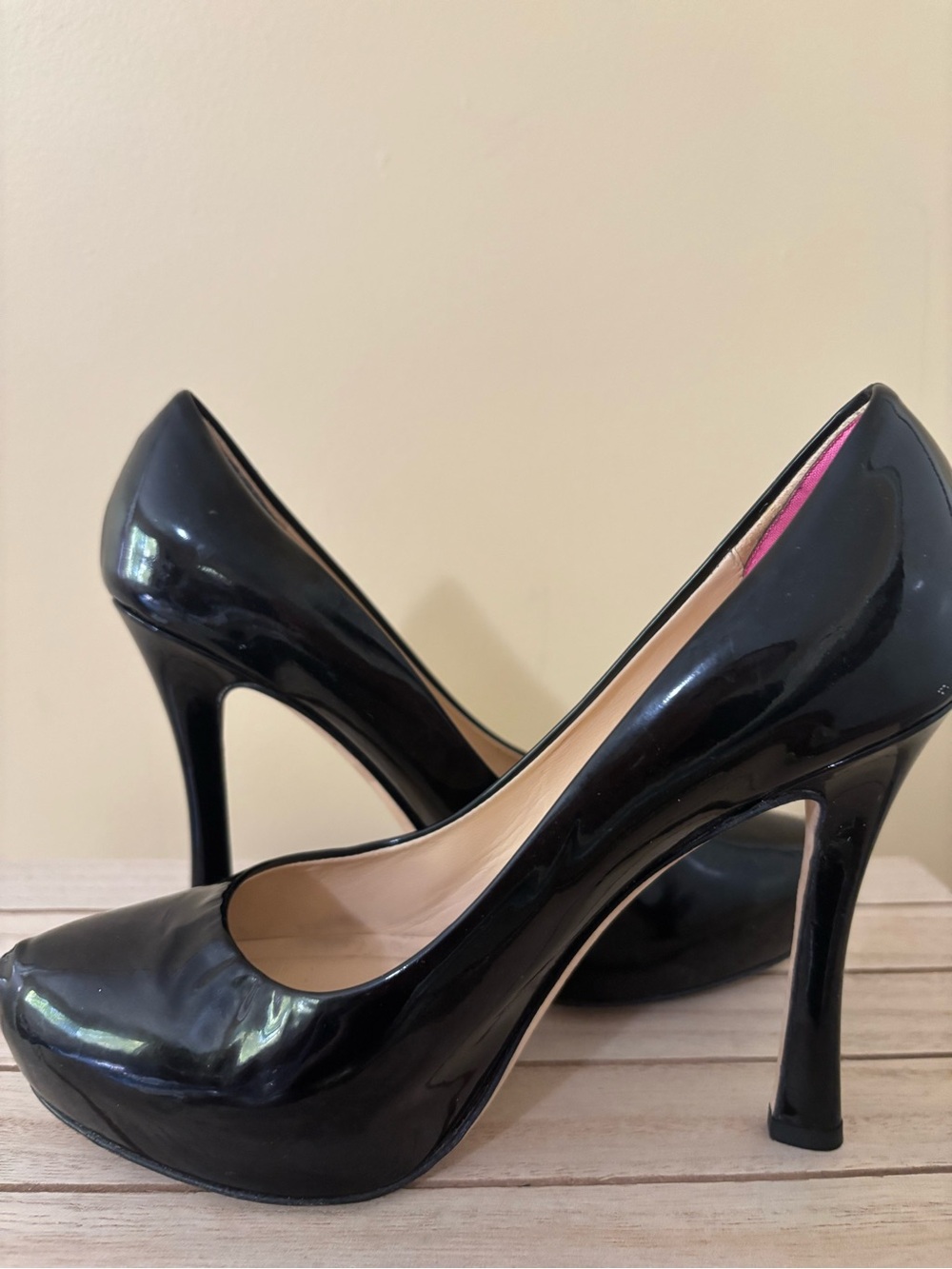 kate spade| Black Patent Platform Stiletto 4” Heels Sz 6.5